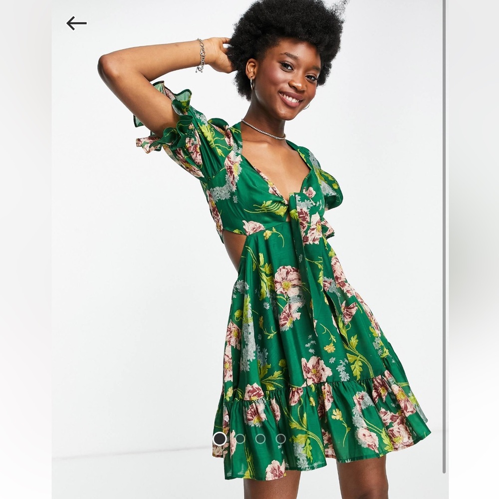 ASOS design cut out mini dress with puff sleeve